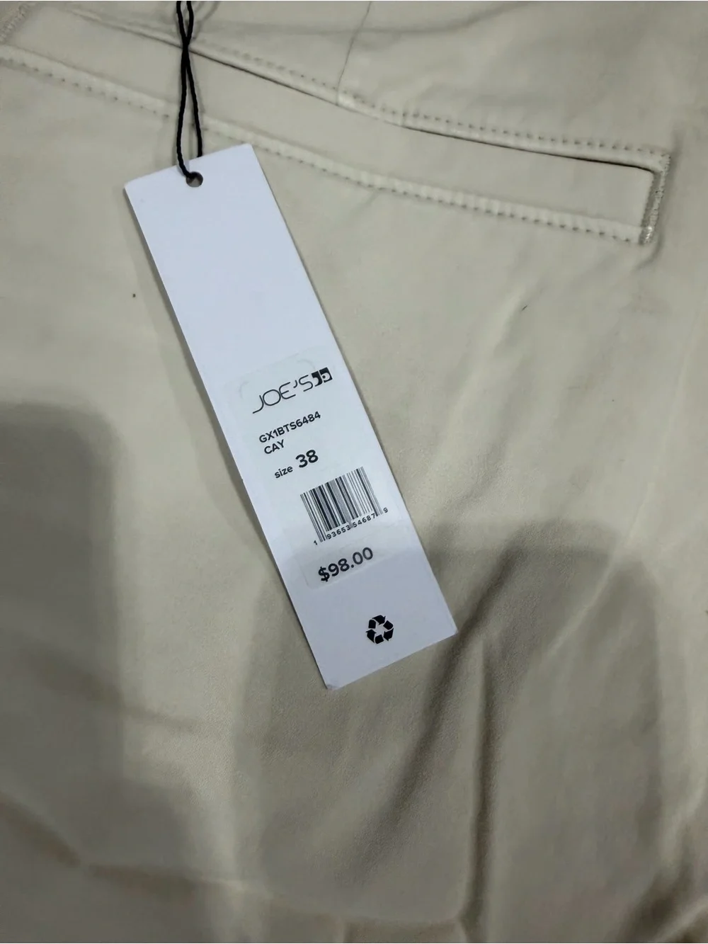 Joe's Jeans Cream Flat-Front Men's Shorts with Rear Welt Pockets